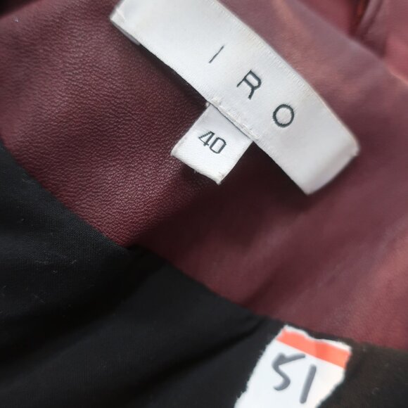 Womens Iro Han Wine Lamb Leather Full Zip Moto Jacket 40 US/L - Picture 11 of 16